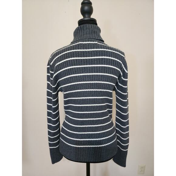 Tommy Hilfiger Women's Size Large Grey & White Striped Sweater - Picture 3 of 4